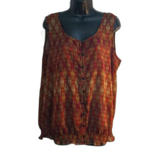 Liz Claiborne Shirt XL Sheer Lightweight Sleeveless Business Casual  Button Down